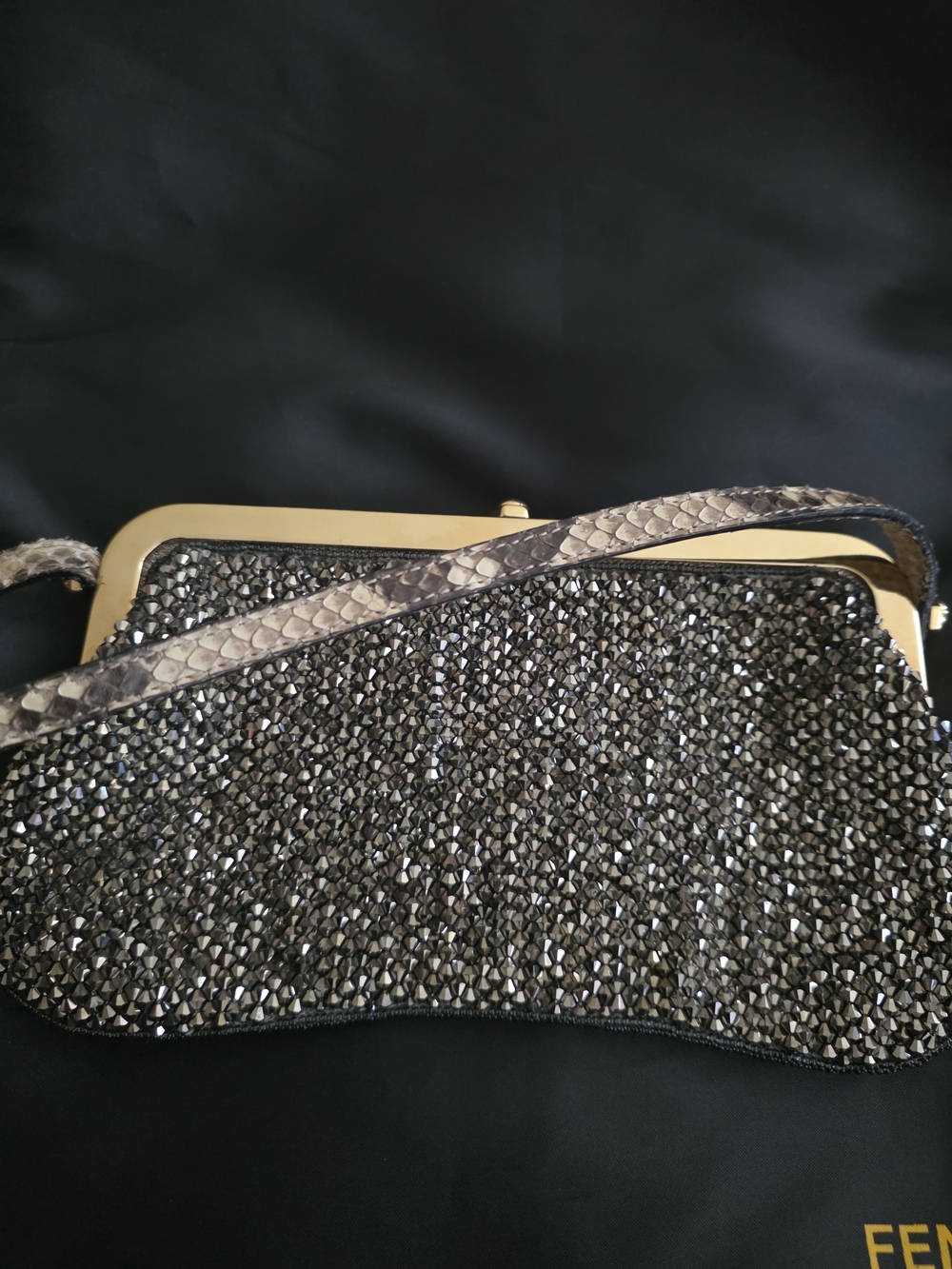 ULTRA RARE Vintage Fendi Crystal Mirror Bag Python - Picture 9 of 10
